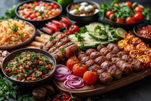 AI generated Ramadan iftar meal ideas advertising food photography photo