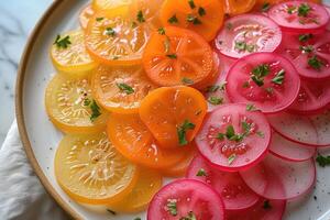 AI generated food on the kitchen table to post on social media professional advertising food photography photo