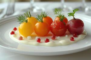 AI generated food on the kitchen table to post on social media professional advertising food photography photo