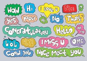 Collection of hand-drawn speech bubbles with various expressions. vector