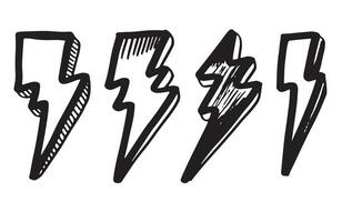 set of lightning doodle on white background. vector