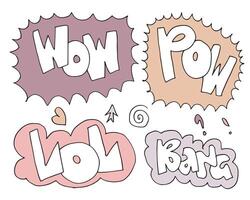 Collection of hand-drawn speech bubbles with various expressions. vector