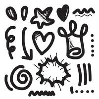 star, hearts, abstract, king, arrows and other elements in hand drawn styles. vector