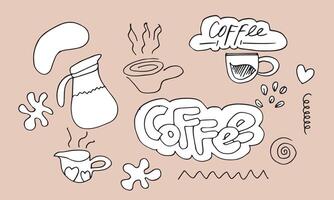 set of coffee doodle for design element. vector