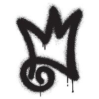 Sprayed crown with over spray in black over white. Spray graffiti stylized crown. Vector illustration.