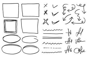 Set of hand drawn elements for selecting text.Business doodle. vector