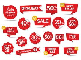 Collection of super sale stickers and tags template vector