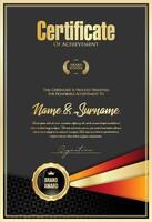 Certificate with golden seal and colorful design border vector