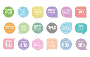 Set of colorful Sale badges tags and labels design vector illustration