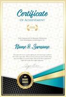 Certificate with golden seal and colorful design border vector