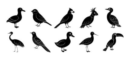 Collection of bird silhouette elements vector