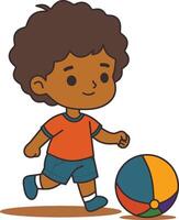 little kid playing ball cartoon vector