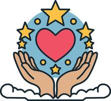 Hand with star and heart vector