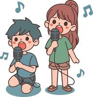 little kid sing a song vector