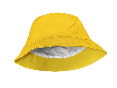 sombrero de cubo amarillo aislado sobre fondo blanco foto