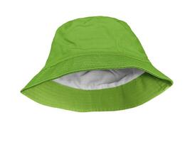 Green bucket hat isolated on white background photo