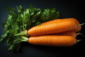 ai generado zanahorias en cocina mesa profesional publicidad comida fotografía foto