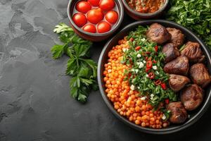 AI generated Ramadan iftar meal ideas advertising food photography photo