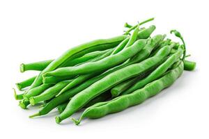 AI generated green bean isolated kitchen table professional advertising food photography photo