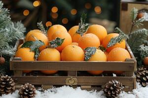 AI generated Fresh fruits gift box professional advertising food photography photo