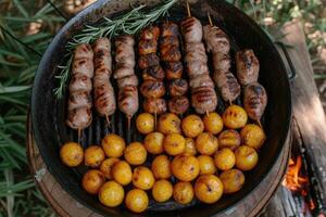 ai generado delicioso A la parrilla carne con vegetales profesional publicidad comida fotografía foto