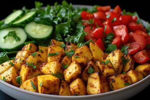 AI generated food on the kitchen table to post on social media professional advertising food photography photo