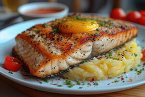 AI generated food on the kitchen table to post on social media professional advertising food photography photo