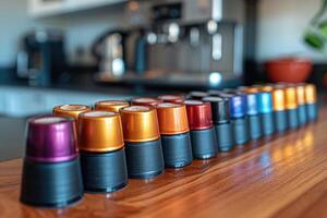 AI generated coffee pods on kitchen counter professional advertising food photography photo