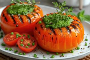 AI generated food on the kitchen table to post on social media professional advertising food photography photo