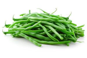 AI generated green bean isolated kitchen table professional advertising food photography photo