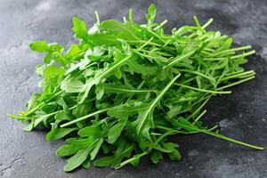 AI generated Arugula isolated kitchen table professional advertising food photography photo