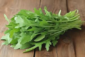 AI generated Arugula isolated kitchen table professional advertising food photography photo