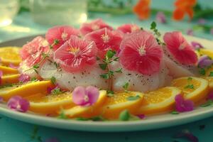 AI generated food on the kitchen table to post on social media professional advertising food photography photo
