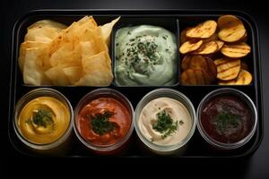 AI generated Snacks in a container professional advertising food photography photo
