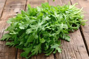 AI generated Arugula isolated kitchen table professional advertising food photography photo