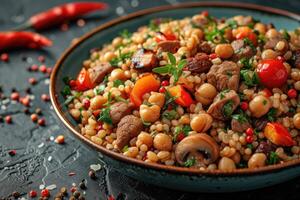 AI generated food on the kitchen table to post on social media professional advertising food photography photo