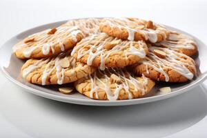 AI generated sweet almond cookies on the table professional advertising food photography photo