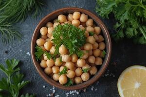 ai generado garbanzos aislado cocina mesa profesional publicidad comida fotografía foto