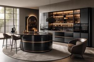 AI generated modern kitchen furniture interior designer professional advertising photography photo