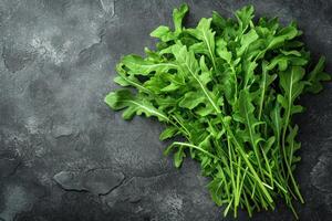 AI generated Arugula isolated kitchen table professional advertising food photography photo