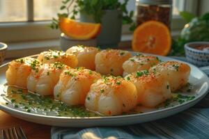 AI generated food on the kitchen table to post on social media professional advertising food photography photo