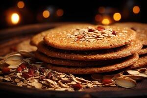 AI generated sweet almond cookies on the table professional advertising food photography photo