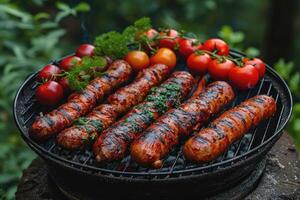 ai generado delicioso A la parrilla carne con vegetales profesional publicidad comida fotografía foto