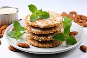 AI generated sweet almond cookies on the table professional advertising food photography photo