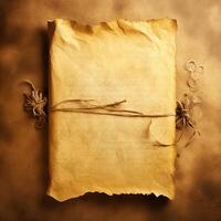 AI generated Ancient yellowed paper parchment background ai generated concept photo