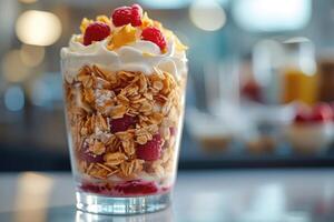 ai generado desayuno superalimento sano yogur profesional publicidad comida fotografía foto