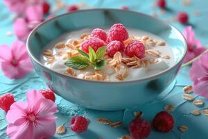 ai generado desayuno superalimento sano yogur profesional publicidad comida fotografía foto