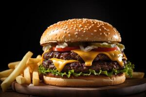 ai generado calle menú rápido comida en el mesa profesional publicidad comida fotografía foto