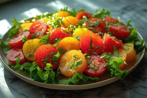 AI generated food on the kitchen table to post on social media professional advertising food photography photo