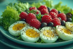 AI generated food on the kitchen table to post on social media professional advertising food photography photo